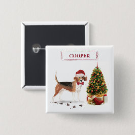 Beagle Funny Christmas Dog mit Baum Button