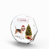 Beagle Funny Christmas Dog mit Baum Fotoblock (Rechts)