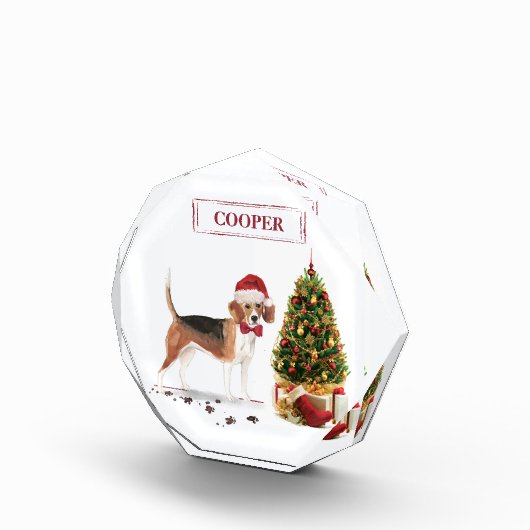 Beagle Funny Christmas Dog mit Baum Fotoblock (Rechts)