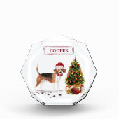 Beagle Funny Christmas Dog mit Baum Fotoblock (Vorderseite)
