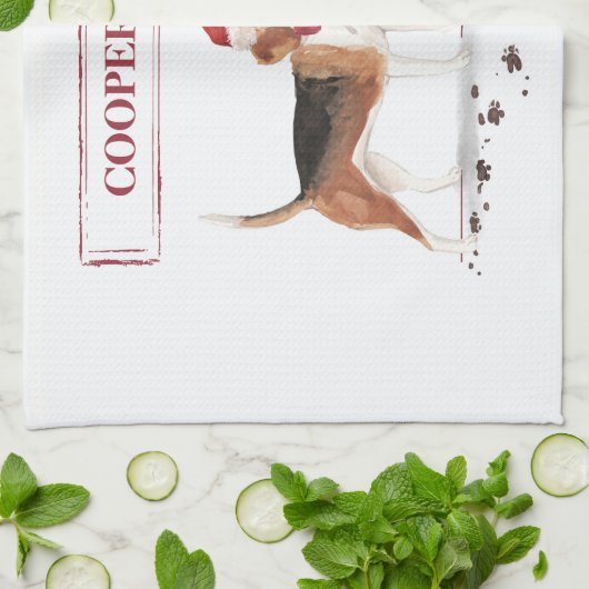 Beagle Funny Christmas Dog mit Baum Geschirrtuch (Gefaltet)