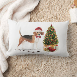 Beagle Funny Christmas Dog mit Baum Lendenkissen