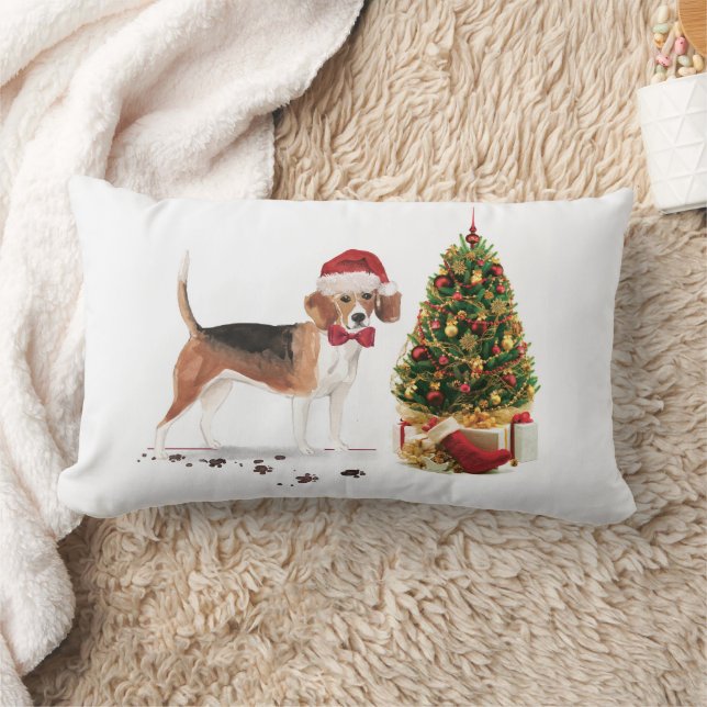 Beagle Funny Christmas Dog mit Baum Lendenkissen (Decke)
