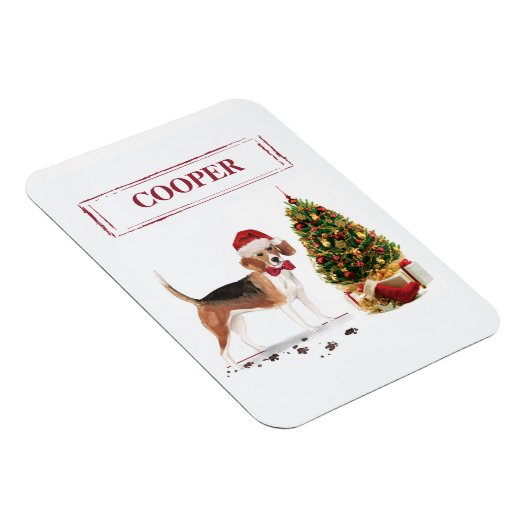 Beagle Funny Christmas Dog mit Baum Magnet (Rechte Seite)