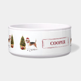 Beagle Funny Christmas Dog mit Baum Napf