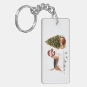 Beagle Funny Christmas Dog mit Baum Schlüsselanhänger (Vorderseite links)