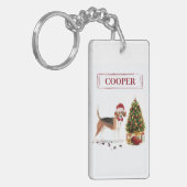 Beagle Funny Christmas Dog mit Baum Schlüsselanhänger (Vorderseite links)
