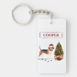 Beagle Funny Christmas Dog mit Baum Schlüsselanhänger