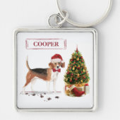 Beagle Funny Christmas Dog mit Baum Schlüsselanhänger (Vorne)