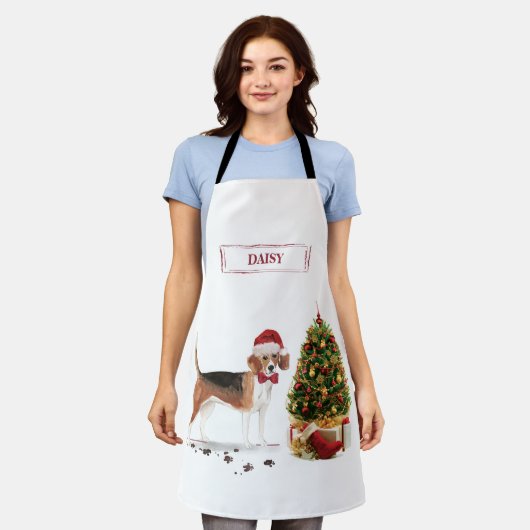 Beagle Funny Christmas Dog mit Baum Schürze (Getragen)