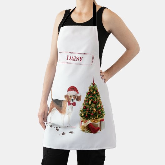 Beagle Funny Christmas Dog mit Baum Schürze (InSitu)