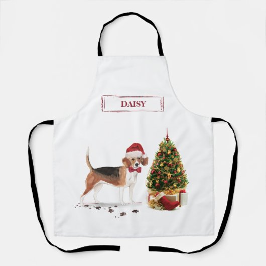 Beagle Funny Christmas Dog mit Baum Schürze (Vorderseite)