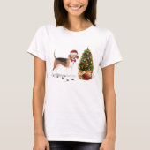 Beagle Funny Christmas Dog mit Baum T-Shirt (Vorderseite)