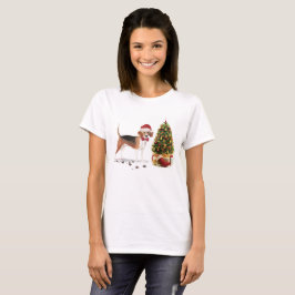Beagle Funny Christmas Dog mit Baum T-Shirt