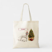Beagle Funny Christmas Dog mit Baum Tragetasche (Rückseite)