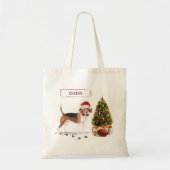 Beagle Funny Christmas Dog mit Baum Tragetasche (Vorne)