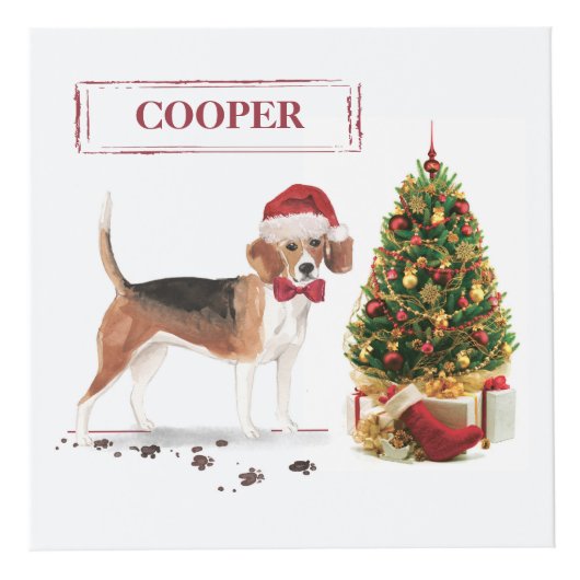 Beagle Funny Christmas Dog mit Baum Würfel (Rechts)