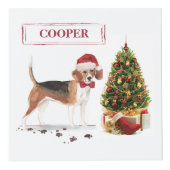 Beagle Funny Christmas Dog mit Baum Würfel (Vorderseite)