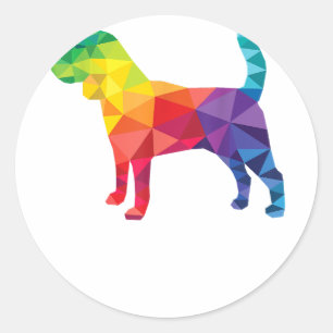 Beagle Gay Pride LGBT LGBTQ Rainbow Flag Hundelove Runder Aufkleber