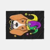 Beagle-Gesicht tragen Mardi Gras Beads Jester Hat Fleecedecke (Vorderseite (Horizontal))