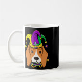 Beagle-Gesicht tragen Mardi Gras Beads Jester Hat Kaffeetasse (Links)