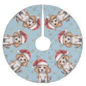 Beagle Gold Glitzer Snowflake Polyester Weihnachtsbaumdecke (Vorderseite)