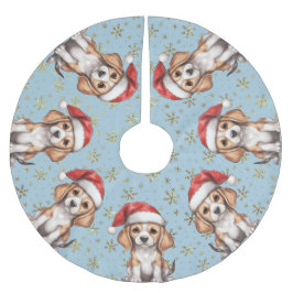 Beagle Gold Glitzer Snowflake Polyester Weihnachtsbaumdecke