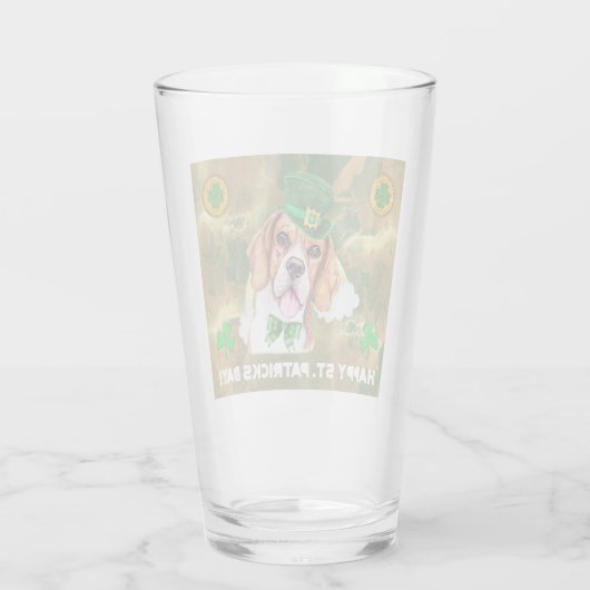 Beagle Gold Happy St. Patricks Da Glas (Rückseite)