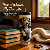 Beagle Graustufen-Blumenarm Thermosbecher