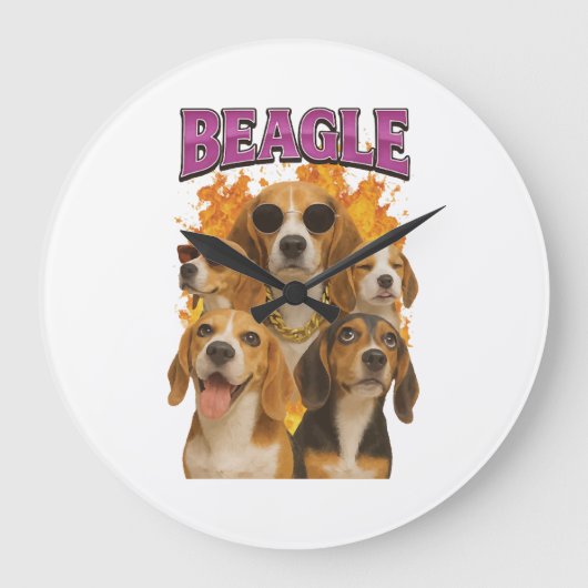 Beagle große wanduhr (Vorderseite)