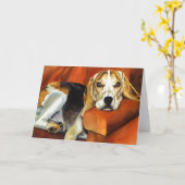 Beagle, Gruß-Karte Karte (Gelbe Blume)