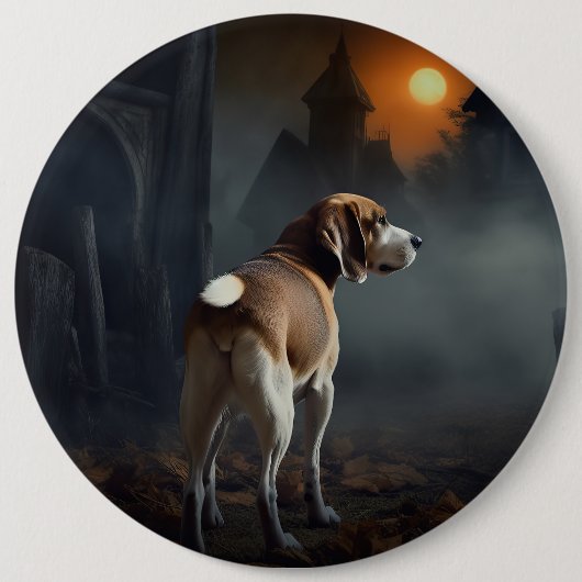 Beagle Halloween Beängstigend Button (Vorderseite)