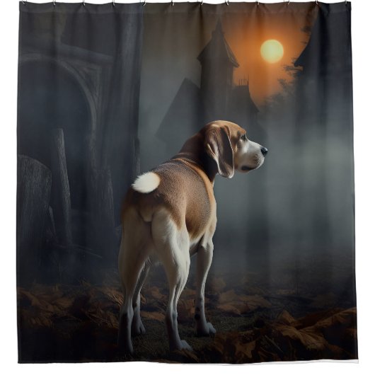 Beagle Halloween Beängstigend Duschvorhang (Vorderseite)