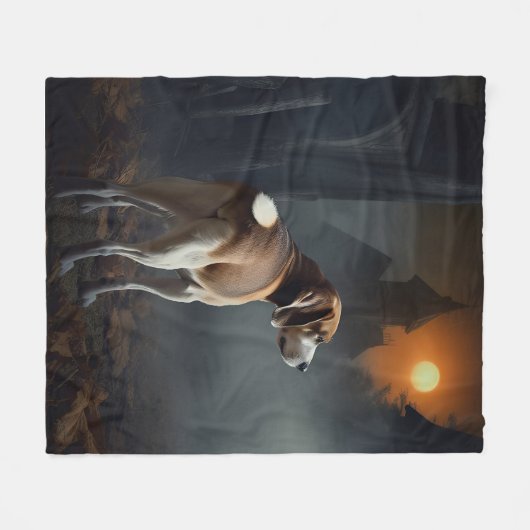 Beagle Halloween Beängstigend Fleecedecke (Vorderseite (Horizontal))