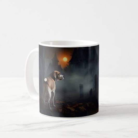 Beagle Halloween Beängstigend Kaffeetasse (Vorderseite Links)
