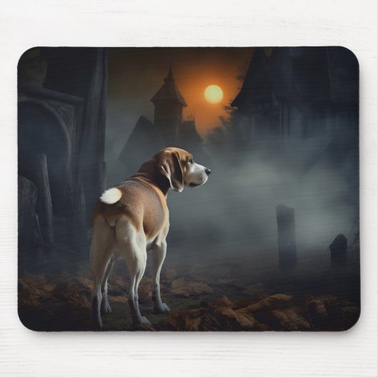 Beagle Halloween Beängstigend Mousepad (Vorne)