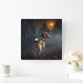 Beagle Halloween Beängstigend Quadratische Wanduhr (Zuhause)