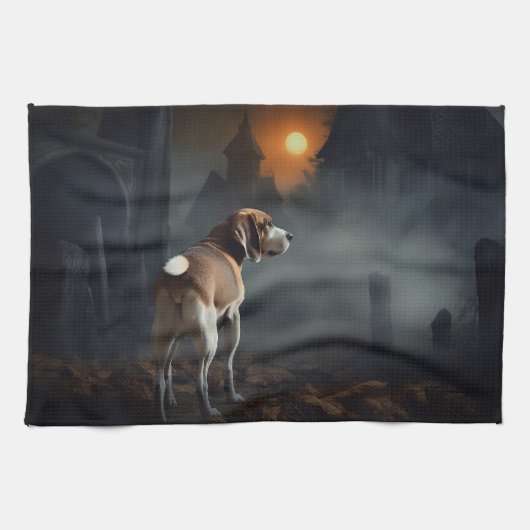 Beagle Halloween Gruselig Geschirrtuch (Horizontal)