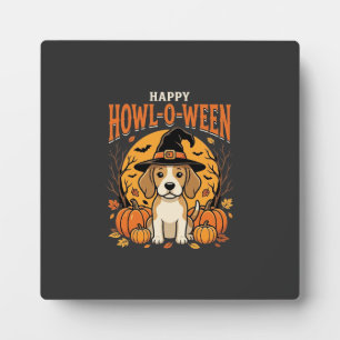 Beagle Halloween Howl-O-Ween Hund Kürbis Design_1 Fotoplatte