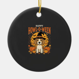 Beagle Halloween Howl-O-Ween Hund Kürbis Design_1 Keramik Ornament