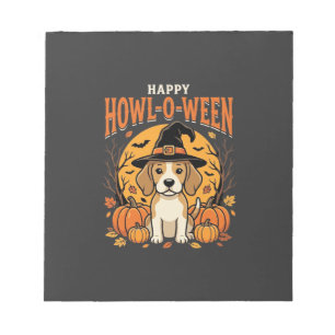 Beagle Halloween Howl-O-Ween Hund Kürbis Design_1 Notizblock