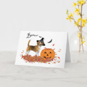 Beagle Halloween Karte (Gelbe Blume)