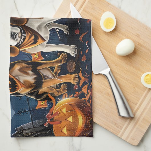 Beagle Halloween Spooky Geschirrtuch (Viertel Falte)