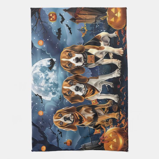 Beagle Halloween Spooky Geschirrtuch (Vertikal)