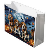 Beagle Halloween Spooky Große Geschenktüte (Vorderseite Schrägansicht)