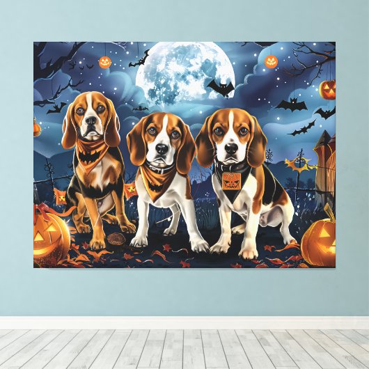 Beagle Halloween Spooky Leinwanddruck (Insitu (Holzboden))