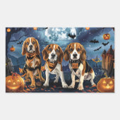Beagle Halloween Spooky Rechteckiger Aufkleber (Vorderseite)