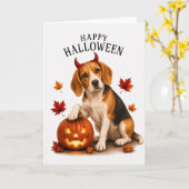 Beagle Halloween Teufelshund Karte (Gelbe Blume)