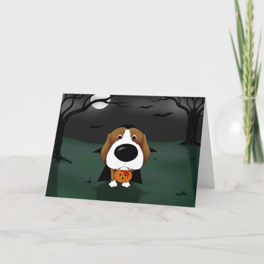 Beagle Halloween Vampire Karte (Vorderseite)