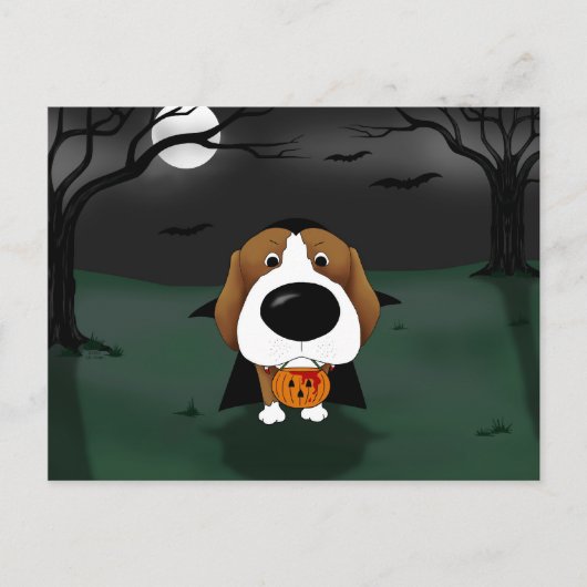 Beagle Halloween Vampire Postkarte (Vorderseite)